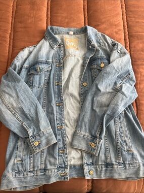 Michael Kors Light Blue Denim Jacket with Gold-Tone Hardware